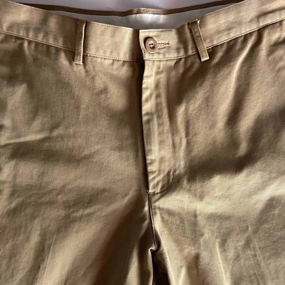 Lands End Mens 100% Cotton Twill Pants Tan Camel Traditional Fit 33/32